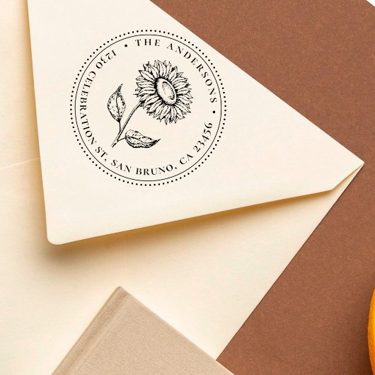 Handgezeichnet Rücksendeadresse der Sonnenblumen Permastempel