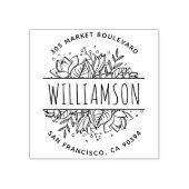 Handgezeichnet Rücksendeadresse für Blumenrahmen Gummistempel (Prägung)