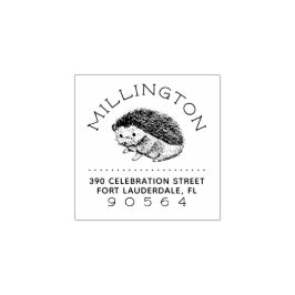 Handgezeichnet Rücksendeadresse für Igel Familienn Gummistempel