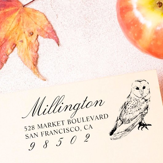 Handgezeichnet Rücksendeadresse für Owl-Familie Permastempel