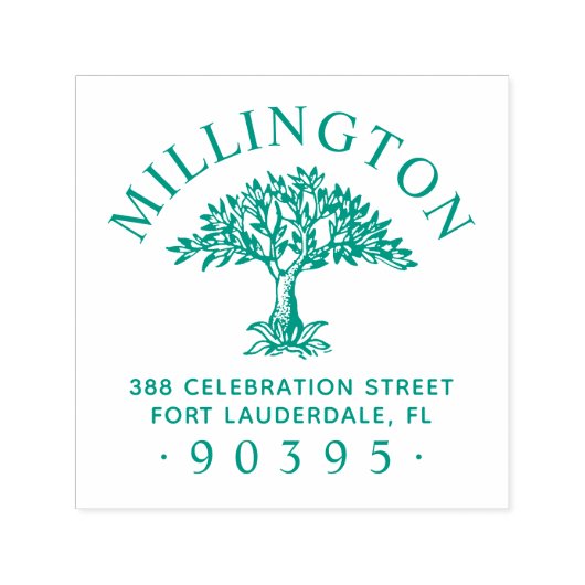 Handgezeichnet Rücksendeadresse von Baumrundnamen Permastempel (Design)