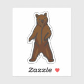 Handgezeichnet Rustikaler Braunbär Aufkleber (Blatt)