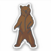 Handgezeichnet Rustikaler Braunbär Aufkleber (Vorderseite)