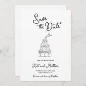 Handgezeichnet Save the Date Einladung (Vorne/Hinten)