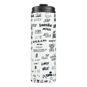 Handgezeichnet Schrift, Typografie-Doodle-Sammlung Thermosbecher