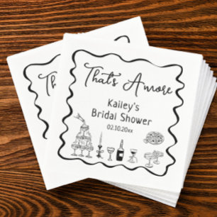 Handgezeichnet Schwarz Das ist Amore Brautparty Serviette
