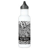 HandGezeichnet Schwarz-Weiß-Doodle-Muster Art ZIA Edelstahlflasche (Links)