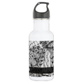 HandGezeichnet Schwarz-Weiß-Doodle-Muster Art ZIA Trinkflasche (Vorderseite)