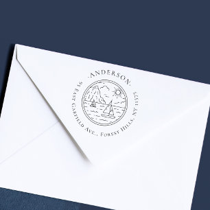 Handgezeichnet Segelboote Elegante Rücksendeadress Gummistempel
