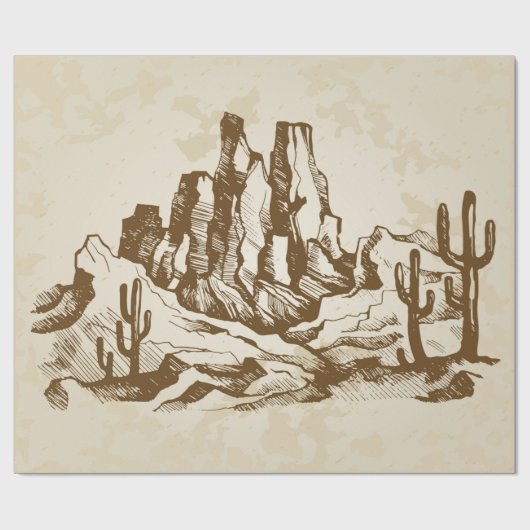 Handgezeichnet Skizze. Typische Landschaftswüste v Geschenkpapier (Flach)