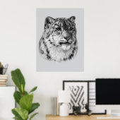 HandGezeichnet Snow Leopard Poster (Heimbüro)