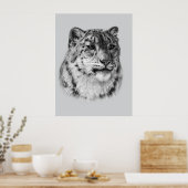 HandGezeichnet Snow Leopard Poster (Küche)