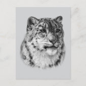 HandGezeichnet Snow Leopard Postkarte (Vorderseite)