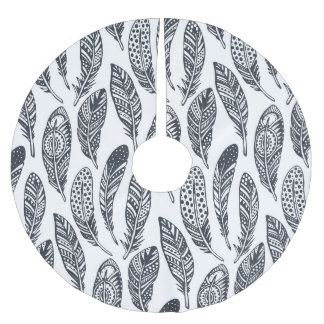 Handgezeichnet Stammesfedern, Vintages Muster. Polyester Weihnachtsbaumdecke