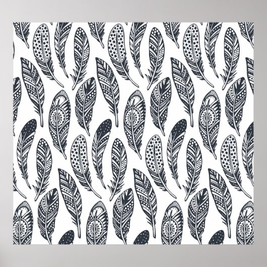 Handgezeichnet Stammesfedern, Vintages Muster. Poster (Vorne)