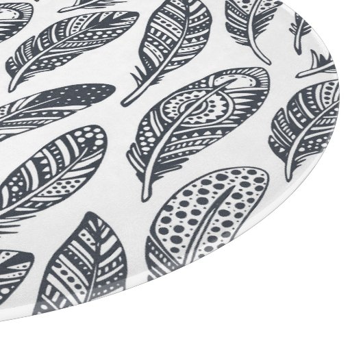 Handgezeichnet Stammesfedern, Vintages Muster. Schneidebrett (Ecke)