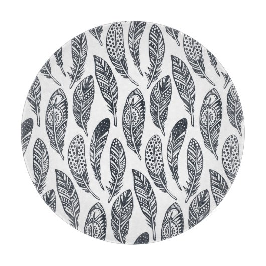 Handgezeichnet Stammesfedern, Vintages Muster. Schneidebrett (Vorderseite)