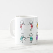 HandGezeichnet Stickman Coffee Tasse Set (Vorderseite Links)