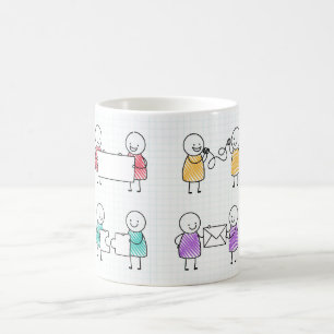 HandGezeichnet Stickman Coffee Tasse Set