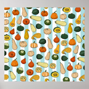 Handgezeichnet Stöße, gestreift nahtloser Hintergr Poster