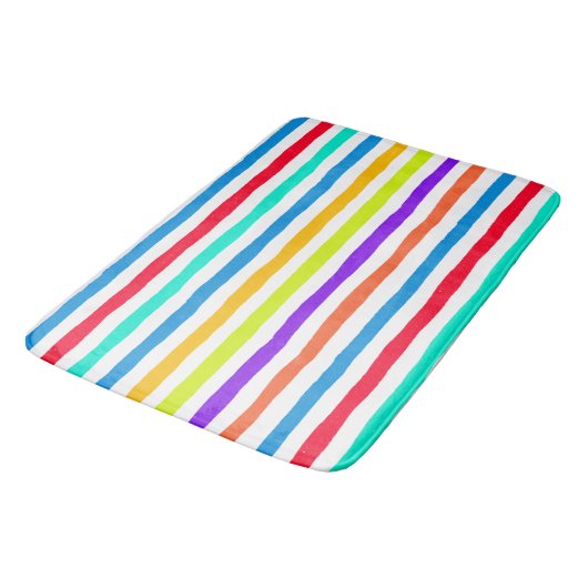 Handgezeichnet Streifen in kräftigen Pop-Kunstfarb Badematte (Schrägansicht)