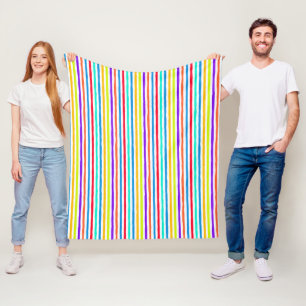 Handgezeichnet Streifen in kräftigen Pop-Kunstfarb Fleecedecke