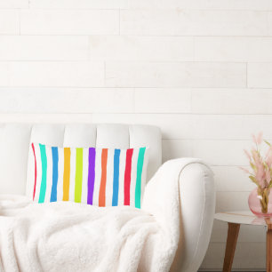 Handgezeichnet Streifen in kräftigen Pop-Kunstfarb Lendenkissen