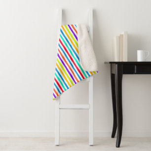 Handgezeichnet Streifen in kräftigen Pop-Kunstfarb Sherpadecke