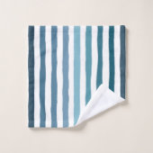 Handgezeichnet Streifen in Meeresblau-inspiriert F Badhandtuch Set (Waschlappen)