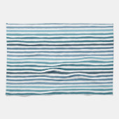 Handgezeichnet Streifen in Meeresblau-inspiriert F Geschirrtuch (Horizontal)