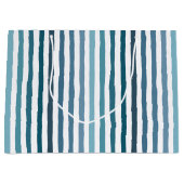 Handgezeichnet Streifen in Meeresblau-inspiriert F Große Geschenktüte (Vorderseite)