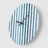 Handgezeichnet Streifen in Meeresblau-inspiriert F Große Wanduhr (Winkel)