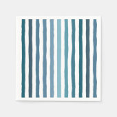 Handgezeichnet Streifen in Meeresblau-inspiriert F Serviette (Vorderseite)