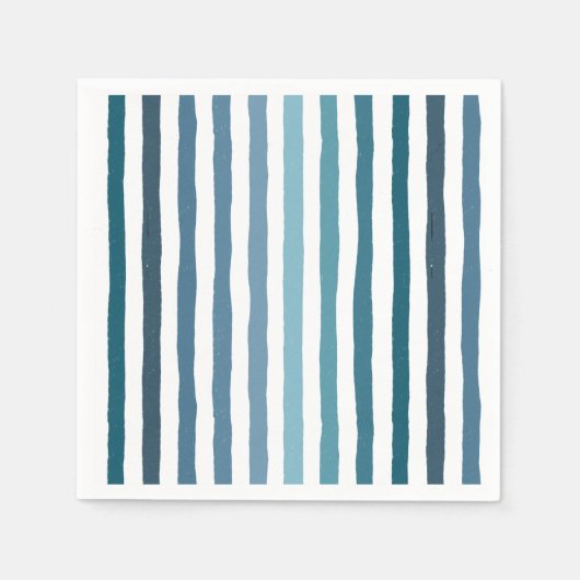 Handgezeichnet Streifen in Meeresblau-inspiriert F Serviette (Vorderseite)