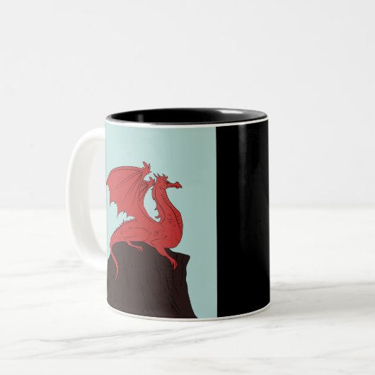 Handgezeichnet Stroke Dragon Design Zweifarbige Tasse (Vorderseite Links)