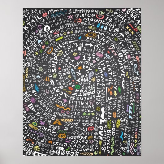 Handgezeichnet Tafel mit Sommerthema Lettern Poster (Vorne)