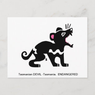 Handgezeichnet - Tasmanischer DEVIL - Wildtiere -  Postkarte