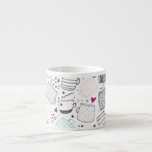 Handgezeichnet Tasse Muster, nahtlos gestaltet.