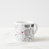 Handgezeichnet Tasse Muster, nahtlos gestaltet. (Vorderseite Rechts)