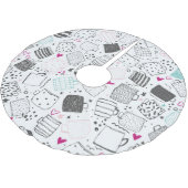 Handgezeichnet Tasse Muster, nahtlos gestaltet. Polyester Weihnachtsbaumdecke (Schrägansicht)