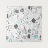 Handgezeichnet Tasse Muster, nahtlos gestaltet. Wandteppich (Vorderseite (Horizontal))