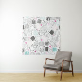 Handgezeichnet Tasse Muster, nahtlos gestaltet. Wandteppich (Beispiel (Horizontal))