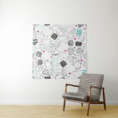 Handgezeichnet Tasse Muster, nahtlos gestaltet. Wandteppich (Beispiel)