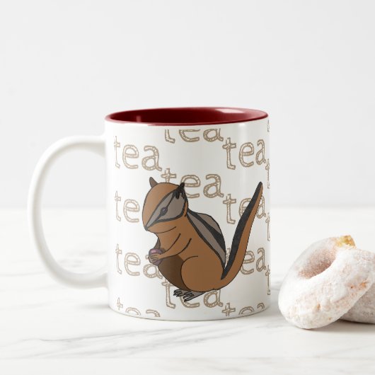 Handgezeichnet Tee-Kaffee-Chipmunk Zweifarbige Tasse (Mit Donut)