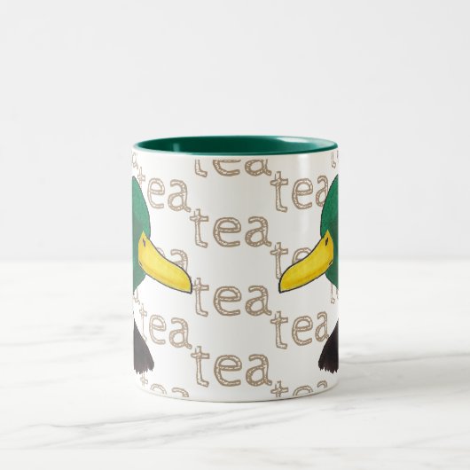 Handgezeichnet Tee-Kaffeekaffee Mallard Duck Zweifarbige Tasse (Mittel)