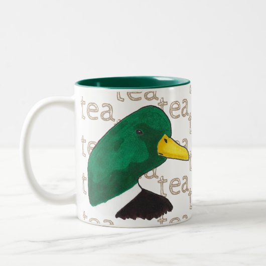 Handgezeichnet Tee-Kaffeekaffee Mallard Duck Zweifarbige Tasse (Links)