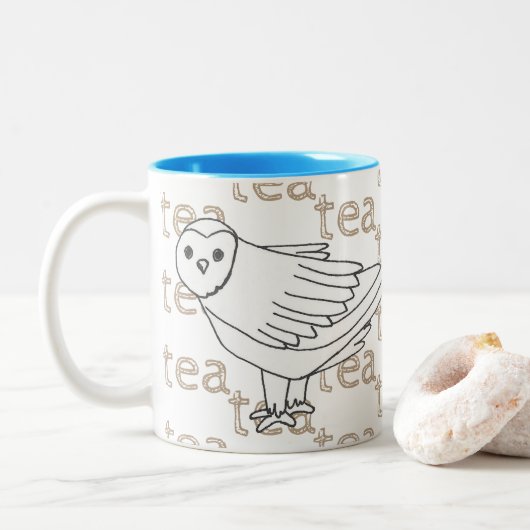 Handgezeichnet Teekaffee Schneekugel Zweifarbige Tasse (Mit Donut)