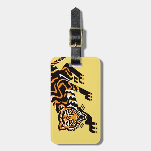 Handgezeichnet - TIGER - gefährdetes Tier - gelb Gepäckanhänger (Vorderseite vertikal)