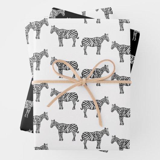 HandGezeichnet Tinte Zebra Safari Wildlife Animal Geschenkpapier Set (Beispiel)