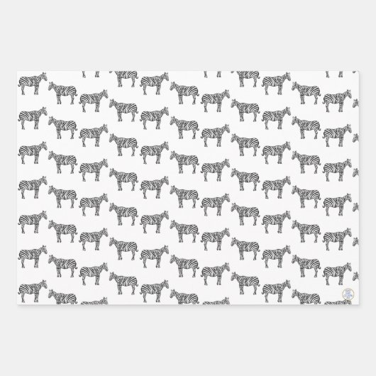 HandGezeichnet Tinte Zebra Safari Zoo Tierwelt Geschenkpapier Set (Vorderseite 3)